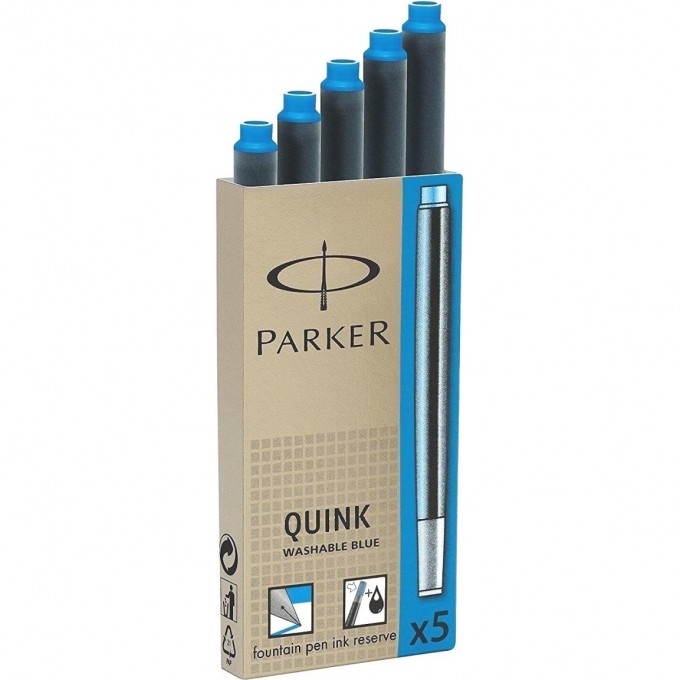 Картридж PARKER QUINK INK Z11 синие чернила смывающиеся для ручек перьевых (5шт) 1950383 Картридж PARKER QUINK INK Z11 синие чернила смывающиеся для ручек перьевых (5шт) 1950383